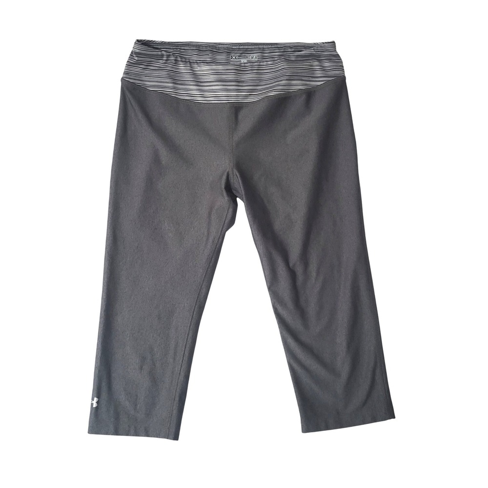 Under Armour HeatGear Fitted Crop Capri Leggings Gray Pants Womens M Gym Run
